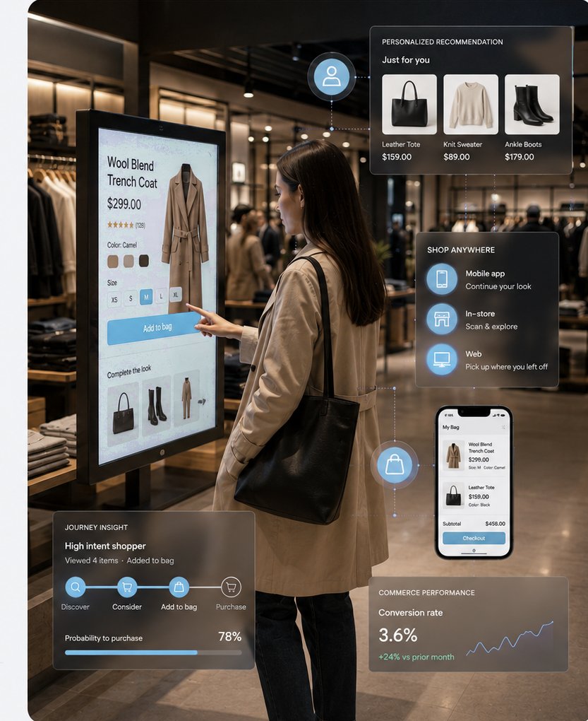 Interactive in-store shopping display with personalized recommendations